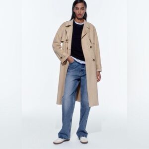 ZARA BEIGE FAUX SUEDE TOPCOAT